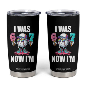 I Was 6 Now I'm 7 Tumbler Cup Baseball Ice Cream Drip Number 67 Player TS14 Black Print Your Wear