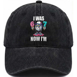 I Was 6 Now I'm 7 Washed Cotton Baseball Cap Baseball Ice Cream Drip Number 67 Player