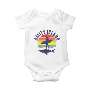 Amity Island Baby Onesie Retro Surfing Board Humor TS14 White Print Your Wear