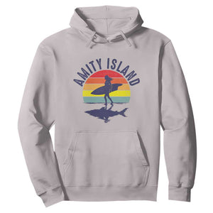 Amity Island Hoodie Retro Surfing Board Humor TS14 Ice Gray Print Your Wear