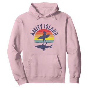 Amity Island Hoodie Retro Surfing Board Humor TS14 Light Pink Print Your Wear