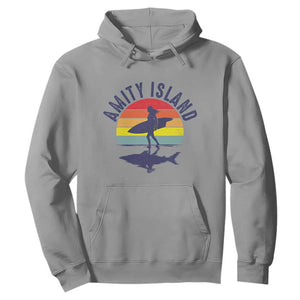 Amity Island Hoodie Retro Surfing Board Humor TS14 Sport Gray Print Your Wear
