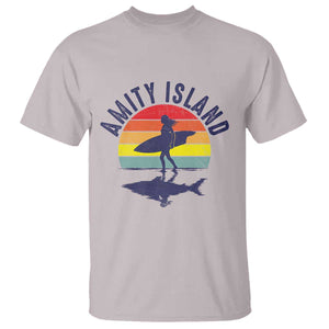 Amity Island T Shirt Retro Surfing Board Humor TS14 Ice Gray Print Your Wear