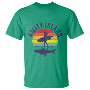 Amity Island T Shirt Retro Surfing Board Humor TS14 Irish Green Print Your Wear