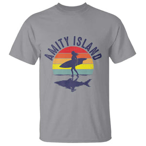 Amity Island T Shirt Retro Surfing Board Humor TS14 Sport Gray Print Your Wear