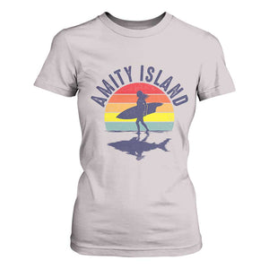 Amity Island T Shirt For Women Retro Surfing Board Humor TS14 Ice Gray Print Your Wear
