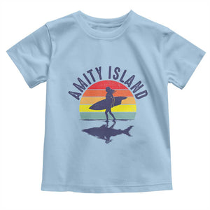 Amity Island Toddler T Shirt Retro Surfing Board Humor TS14 Light Blue Print Your Wear