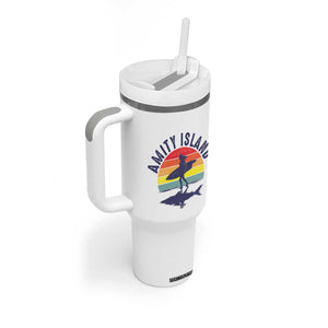Amity Island Tumbler With Handle Retro Surfing Board Humor TS14 Print Your Wear
