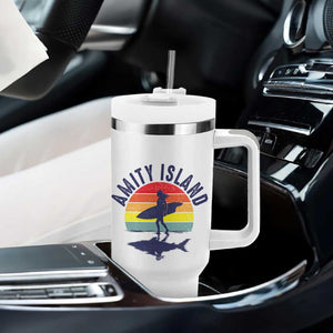 Amity Island Tumbler With Handle Retro Surfing Board Humor TS14 Print Your Wear