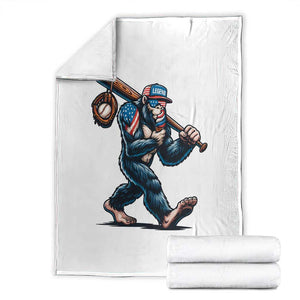 Funny Bigfoot Baseball Throw Blanket Sasquatch American Flag Ice Cream TS14 White Print Your Wear