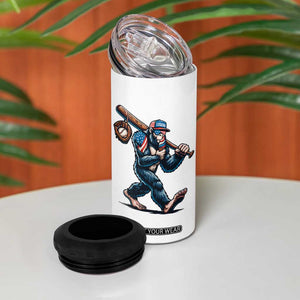 Funny Bigfoot Baseball 4 in 1 Can Cooler Tumbler Sasquatch American Flag Ice Cream TS14 Print Your Wear
