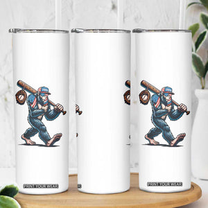 Funny Bigfoot Baseball Skinny Tumbler Sasquatch American Flag Ice Cream TS14 Print Your Wear