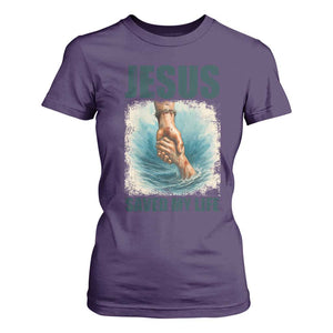 Jesus Saved My Life T Shirt For Women Christian Bible Verse TS14 Purple Print Your Wear