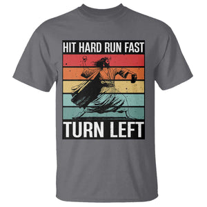 Hit Hard Run Fast Turn Left T Shirt Funny Jesus Baseball Player TS14 Charcoal Print Your Wear