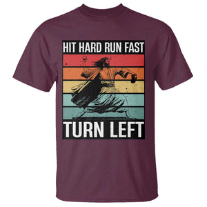 Hit Hard Run Fast Turn Left T Shirt Funny Jesus Baseball Player TS14 Maroon Print Your Wear