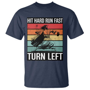 Hit Hard Run Fast Turn Left T Shirt Funny Jesus Baseball Player TS14 Navy Print Your Wear