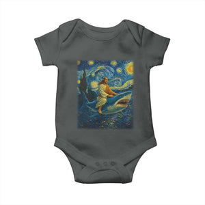 Jesus Shark Stary Night Baby Onesie Artist Van Gogh Christian TS14 Dark Heather Print Your Wear