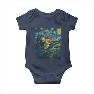 Jesus Shark Stary Night Baby Onesie Artist Van Gogh Christian TS14 Navy Print Your Wear
