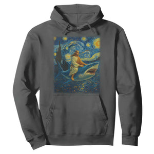 Jesus Shark Stary Night Hoodie Artist Van Gogh Christian TS14 Dark Heather Print Your Wear