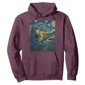 Jesus Shark Stary Night Hoodie Artist Van Gogh Christian TS14 Maroon Print Your Wear