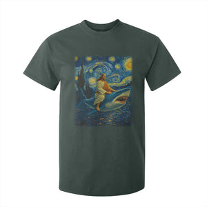Jesus Shark Stary Night T Shirt For Kid Artist Van Gogh Christian TS14 Dark Forest Green Print Your Wear