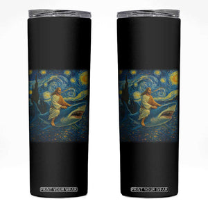 Jesus Shark Stary Night Skinny Tumbler Artist Van Gogh Christian TS14 White Print Your Wear