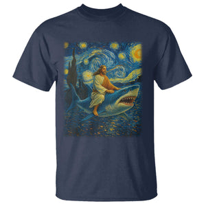 Jesus Shark Stary Night T Shirt Artist Van Gogh Christian TS14 Navy Print Your Wear