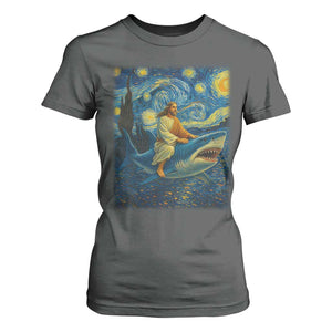 Jesus Shark Stary Night T Shirt For Women Artist Van Gogh Christian TS14 Dark Heather Print Your Wear