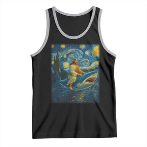 Jesus Shark Stary Night Tank Top Artist Van Gogh Christian TS14 Black Athletic Heather Print Your Wear
