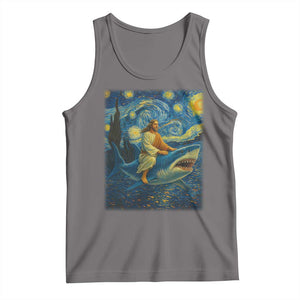 Jesus Shark Stary Night Tank Top Artist Van Gogh Christian TS14 Deep Heather Print Your Wear