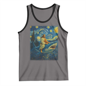 Jesus Shark Stary Night Tank Top Artist Van Gogh Christian TS14 Deep Heather Black Print Your Wear
