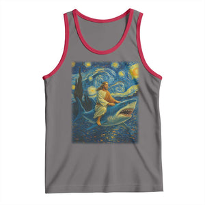 Jesus Shark Stary Night Tank Top Artist Van Gogh Christian TS14 Deep Heather Red Print Your Wear