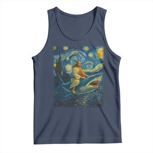 Jesus Shark Stary Night Tank Top Artist Van Gogh Christian TS14 Navy Print Your Wear