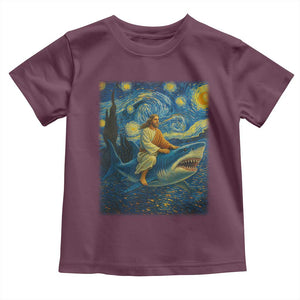 Jesus Shark Stary Night Toddler T Shirt Artist Van Gogh Christian TS14 Maroon Print Your Wear