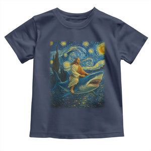 Jesus Shark Stary Night Toddler T Shirt Artist Van Gogh Christian TS14 Navy Print Your Wear