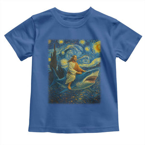 Jesus Shark Stary Night Toddler T Shirt Artist Van Gogh Christian TS14 Royal Blue Print Your Wear