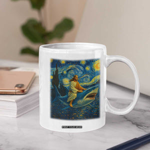 Jesus Shark Stary Night Coffee Mug Artist Van Gogh Christian TS14 Print Your Wear