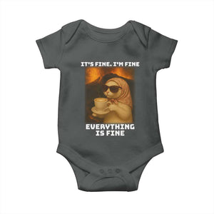 Funny Cat Meme Baby Onesie It Is Fine I Am Fine Every Thing Is Fine TS14 Dark Heather Print Your Wear