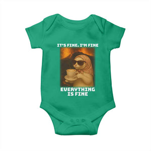 Funny Cat Meme Baby Onesie It Is Fine I Am Fine Every Thing Is Fine TS14 Irish Green Print Your Wear