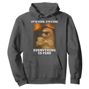 Funny Cat Meme Hoodie It Is Fine I Am Fine Every Thing Is Fine TS14 Dark Heather Print Your Wear
