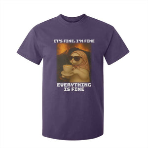 Funny Cat Meme T Shirt For Kid It Is Fine I Am Fine Every Thing Is Fine TS14 Purple Print Your Wear
