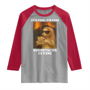 Funny Cat Meme Raglan Shirt It Is Fine I Am Fine Every Thing Is Fine TS14 Sport Gray Red Print Your Wear