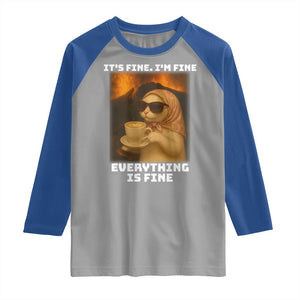 Funny Cat Meme Raglan Shirt It Is Fine I Am Fine Every Thing Is Fine TS14 Sport Gray Royal Print Your Wear