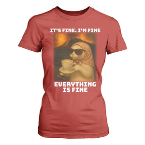 Funny Cat Meme T Shirt For Women It Is Fine I Am Fine Every Thing Is Fine TS14 Red Print Your Wear