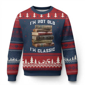 Funny Book Lover Ugly Christmas Sweater I Am Not Old I Am Classic TS14 Navy Red Print Your Wear