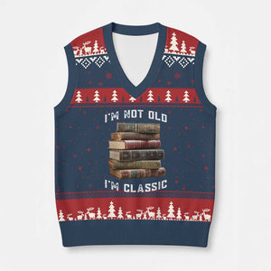 Funny Book Lover V-Neck Knit Sweater Vest I Am Not Old I Am Classic TS14 Navy Red Print Your Wear