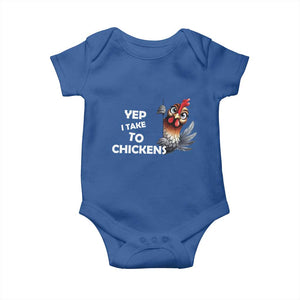 Funny Cute Chicken Baby Onesie Yep I Talk To Chickens Farm Animal Lover TS14 Royal Blue Print Your Wear
