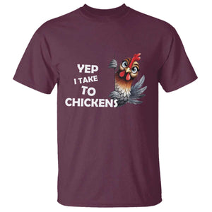 Funny Cute Chicken T Shirt Yep I Talk To Chickens Farm Animal Lover TS14 Maroon Print Your Wear