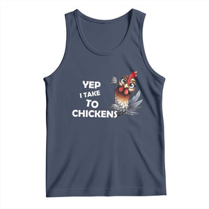 Funny Cute Chicken Tank Top Yep I Talk To Chickens Farm Animal Lover TS14 Navy Print Your Wear