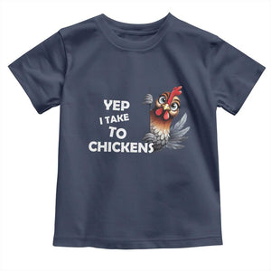 Funny Cute Chicken Toddler T Shirt Yep I Talk To Chickens Farm Animal Lover TS14 Navy Print Your Wear